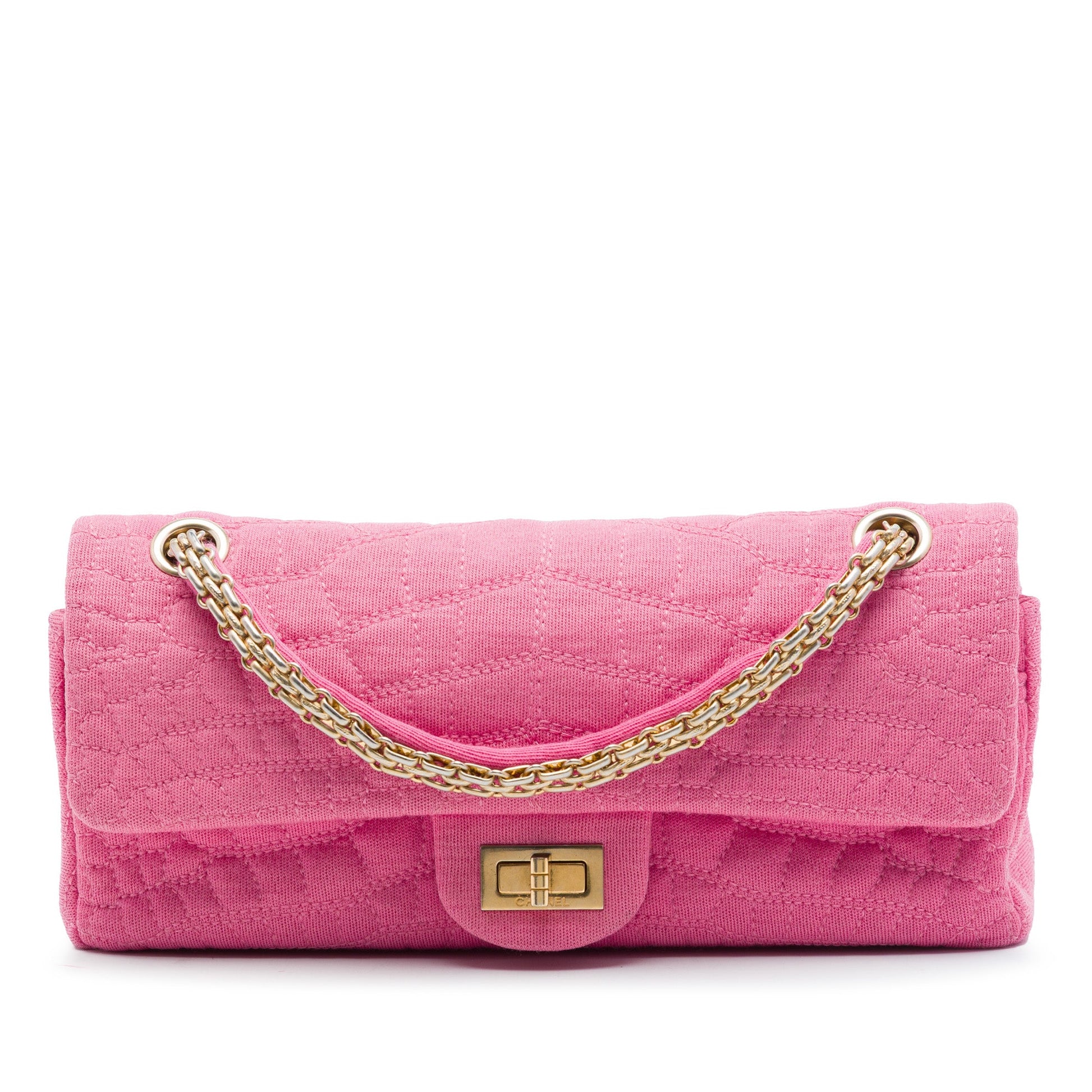 Chanel Croc Quilted Jersey Reissue 2.55 East West Double Flap