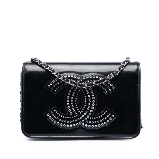Chanel CC Patent Strass Embellished Wallet On Chain