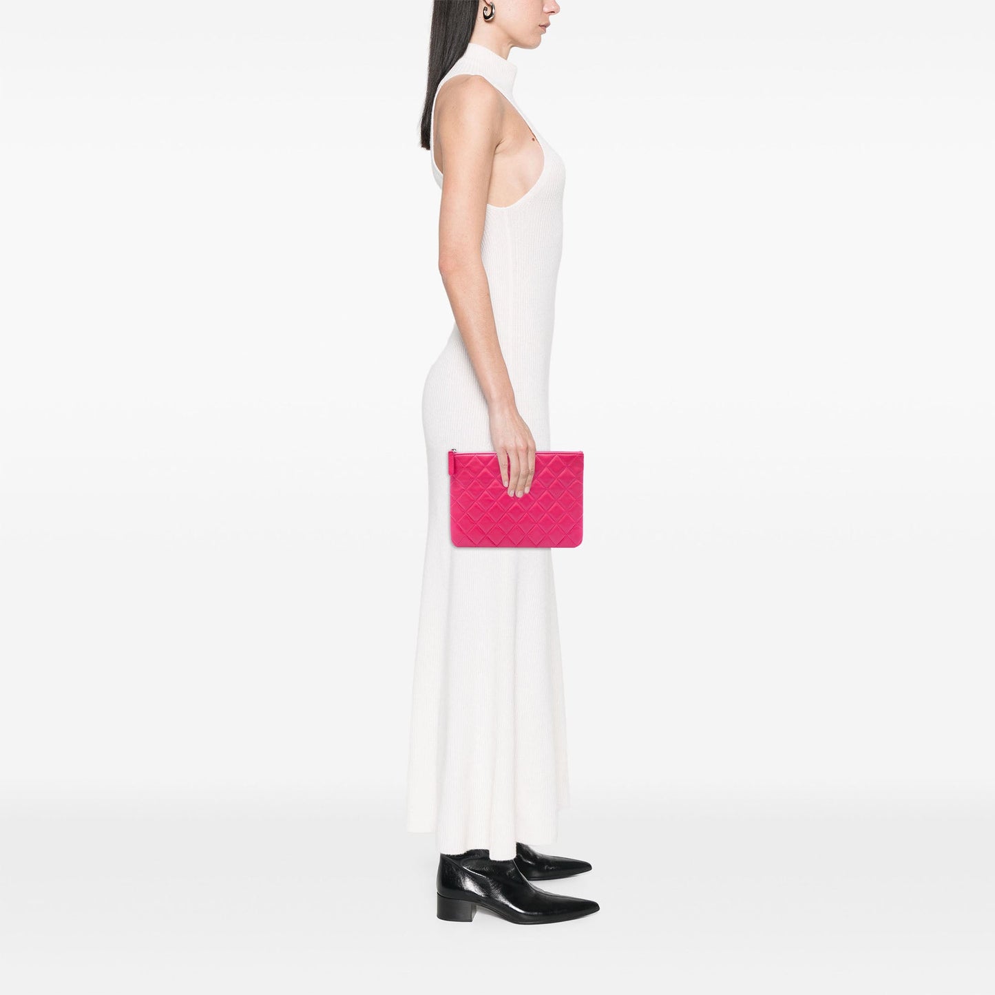 Chanel Small Quilted Lambskin O Case Clutch