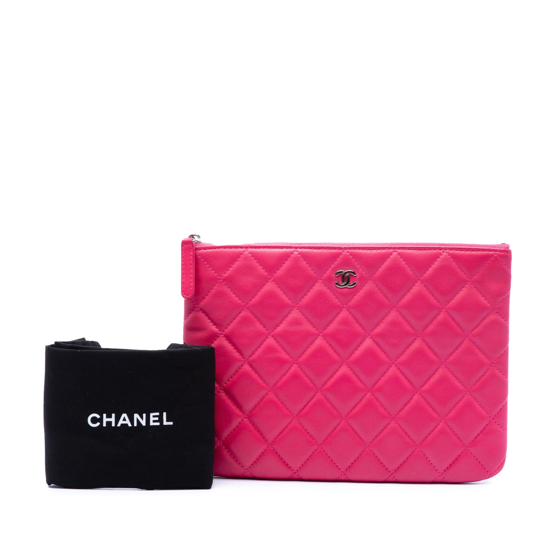 Chanel Small Quilted Lambskin O Case Clutch