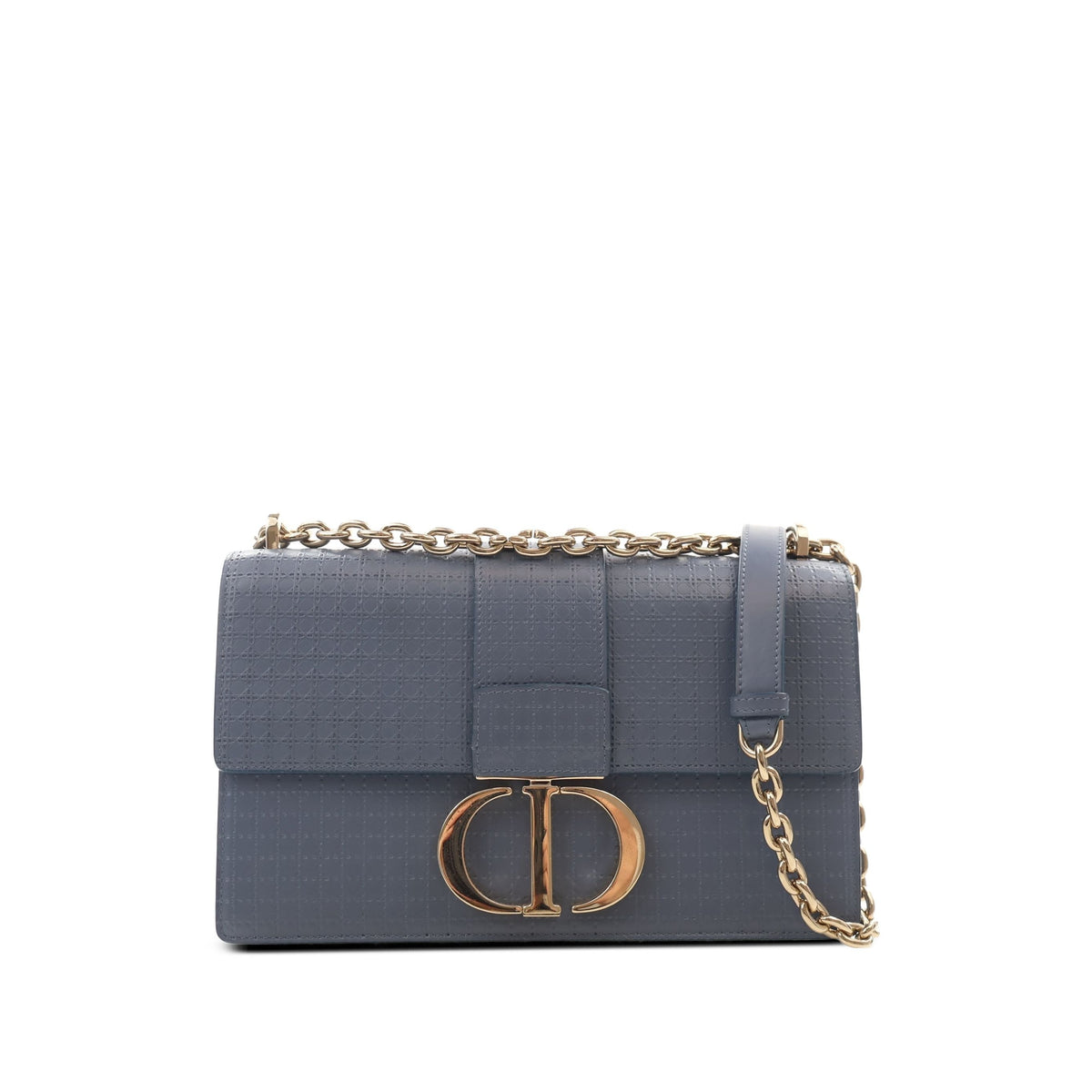 Dior Calfskin Microcannage 30 Montaigne Chain Flap — Blue