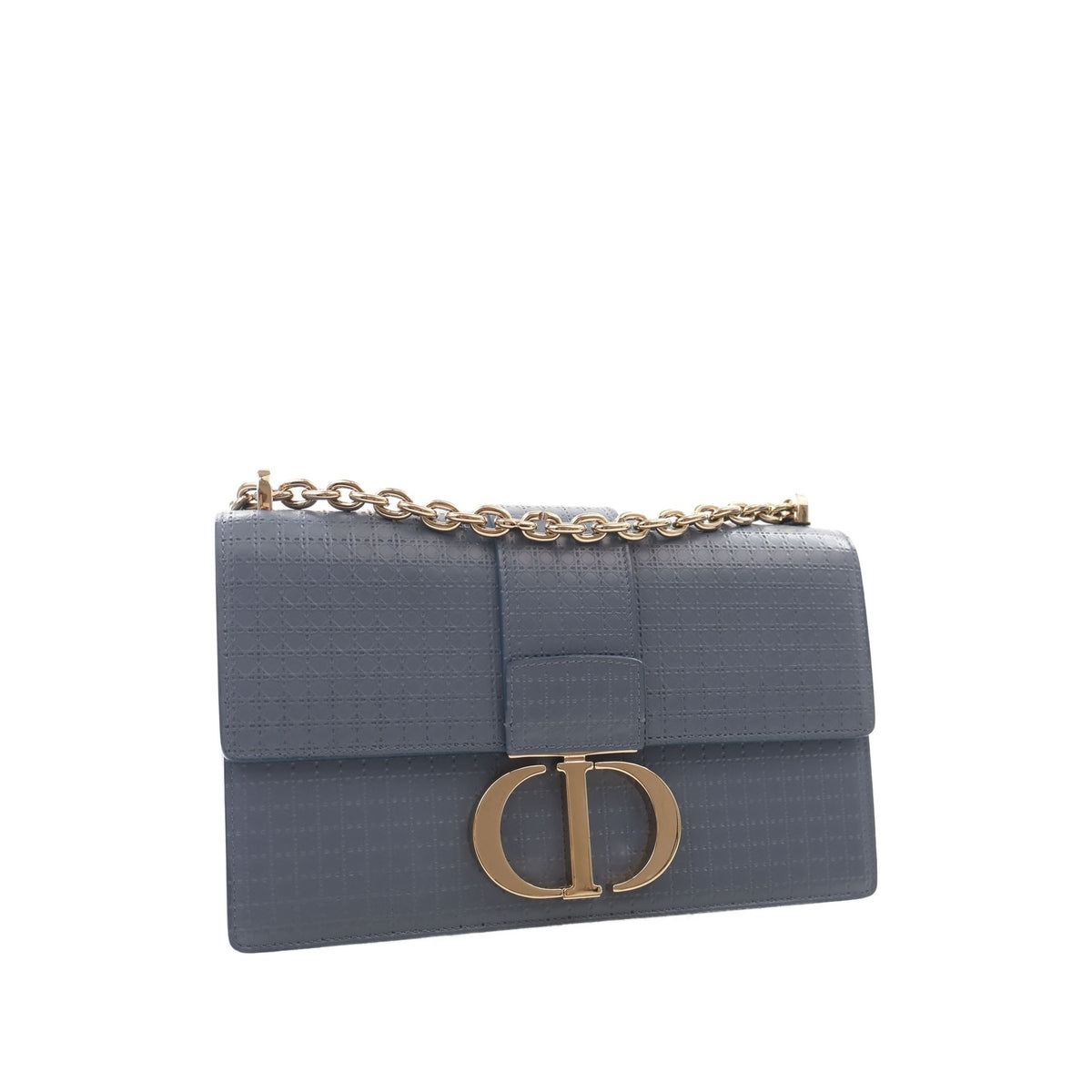 Dior Calfskin Microcannage 30 Montaigne Chain Flap — Blue