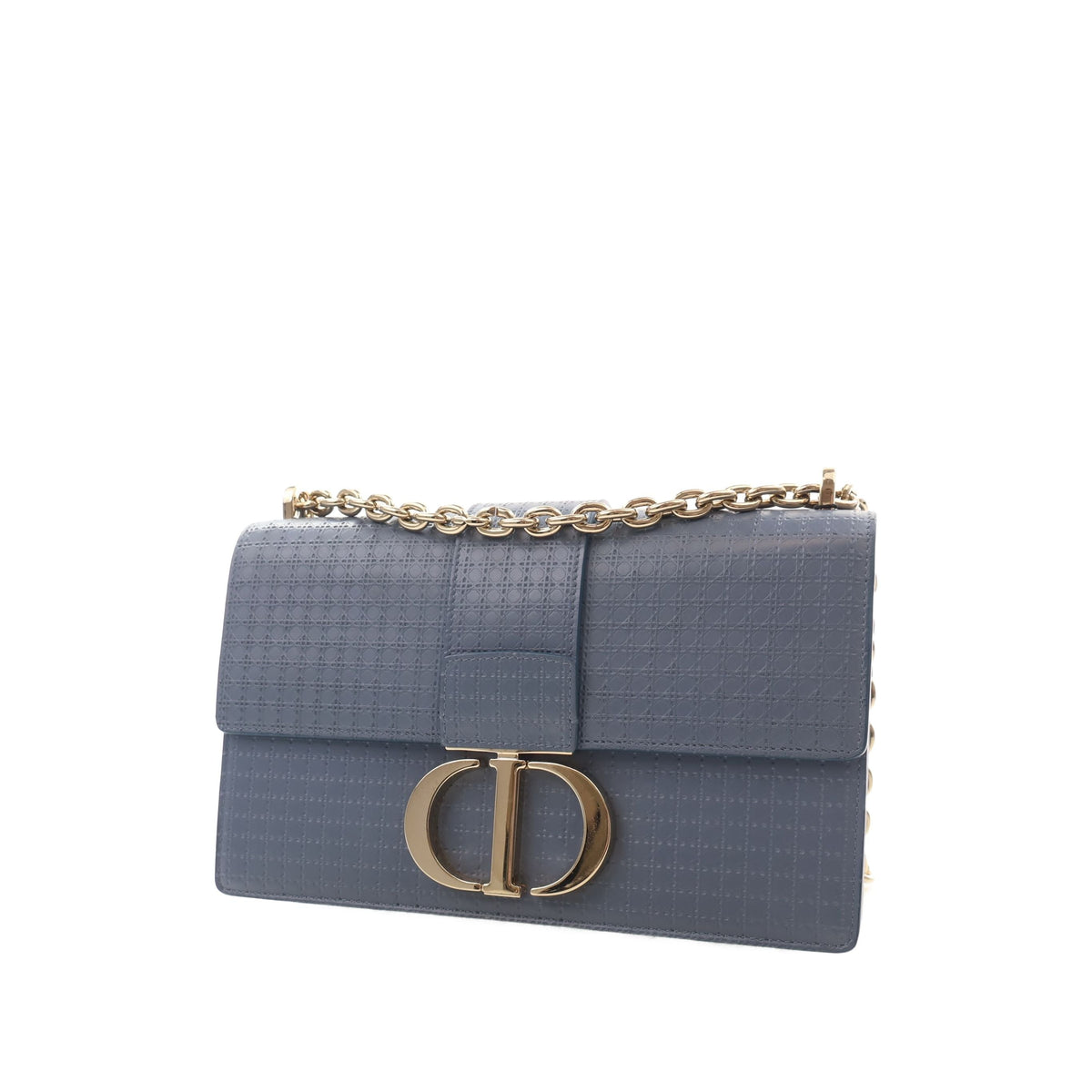Dior Calfskin Microcannage 30 Montaigne Chain Flap — Blue