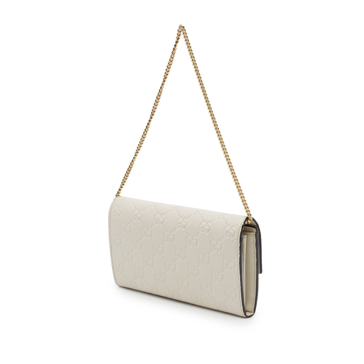Gucci Guccissima Padlock Wallet On Chain — White