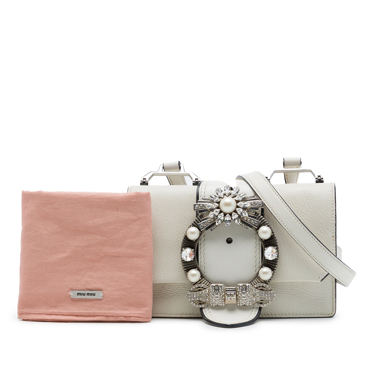 Miu Miu Goatskin Madras Soft Calf Crystal Embellished Crossbody