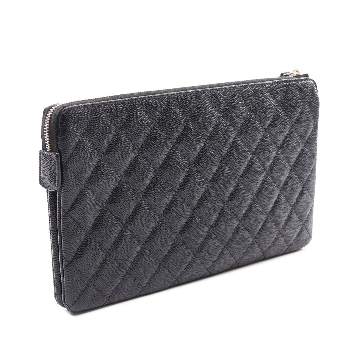 Chanel CC Quilted Caviar Zip Pouch — Black