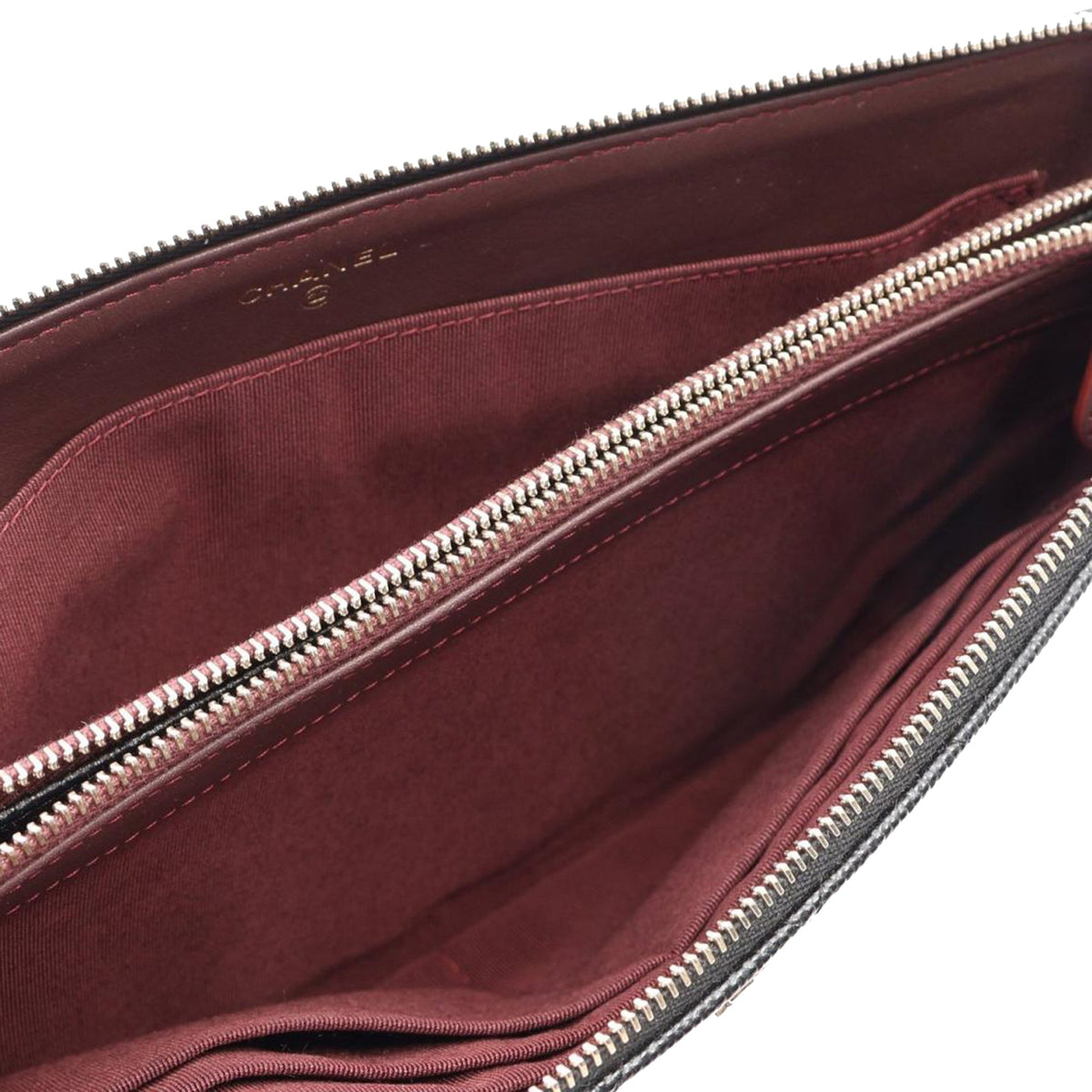 Chanel CC Quilted Caviar Zip Pouch — Black