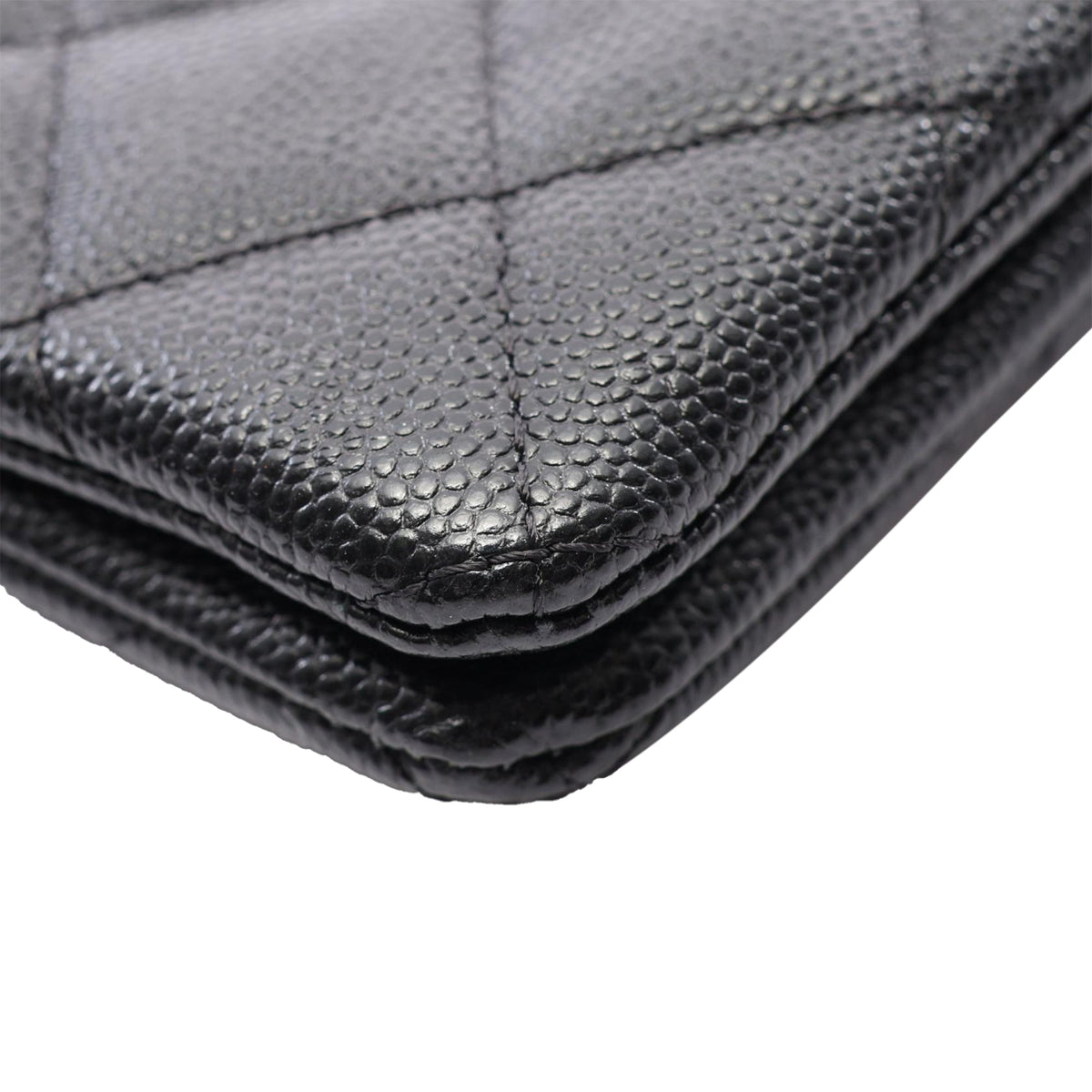Chanel CC Quilted Caviar Zip Pouch — Black