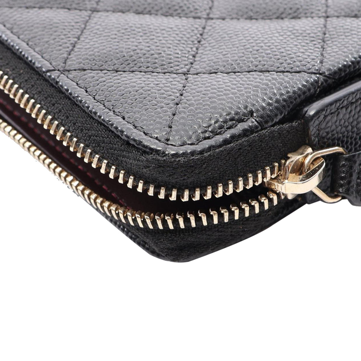 Chanel CC Quilted Caviar Zip Pouch — Black