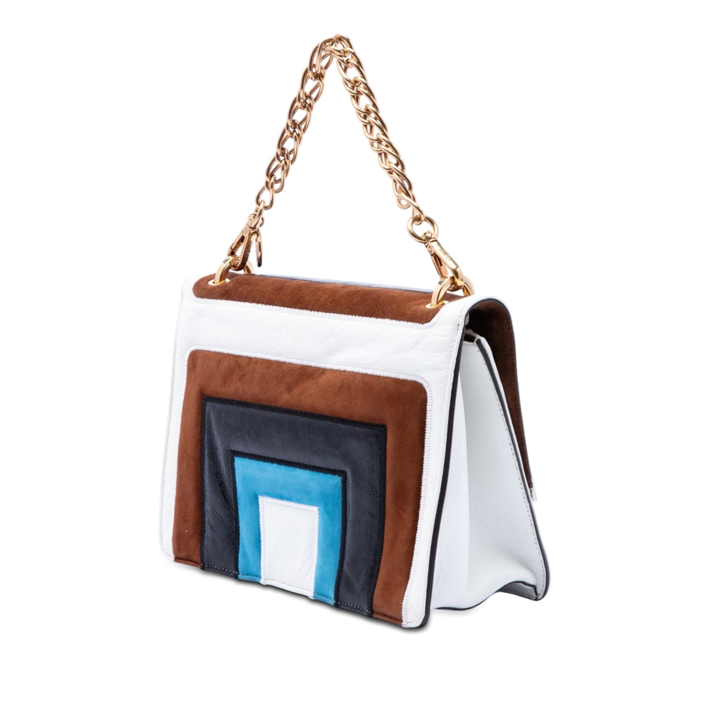 Fendi Suede and Leather Kan U Colorblock Satchel