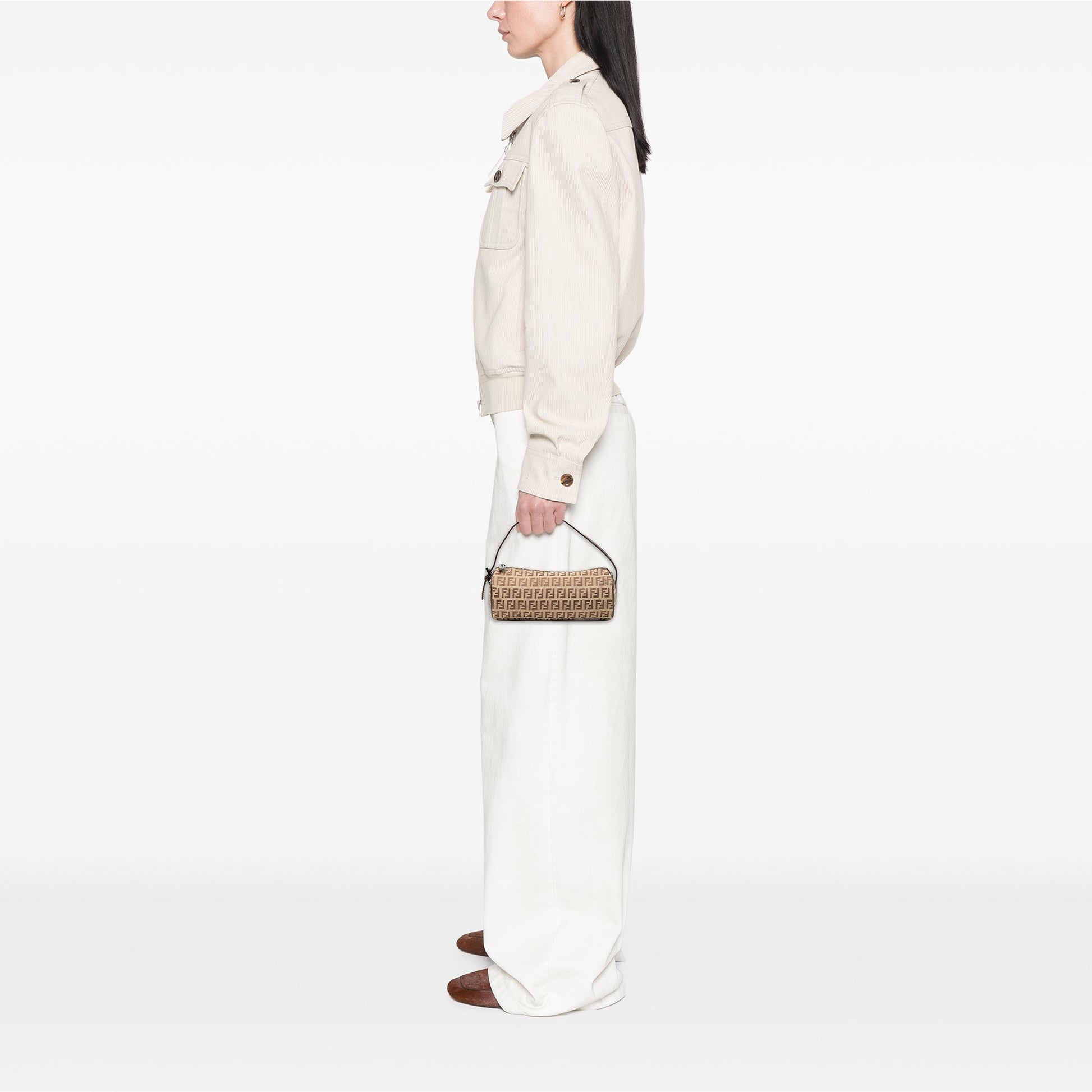Fendi Zucchino Canvas Barrel Pochette