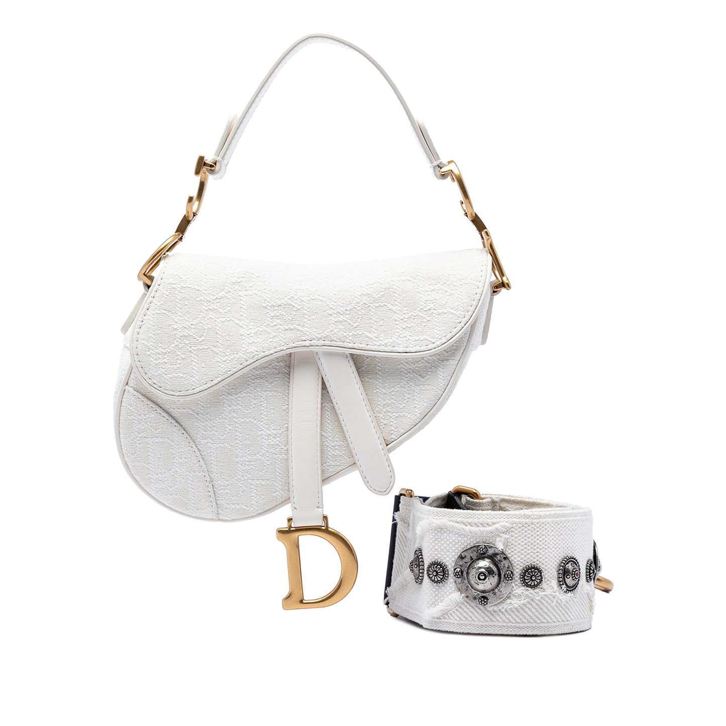 Dior Mini Oblique Embroidered Canvas Saddle Bag