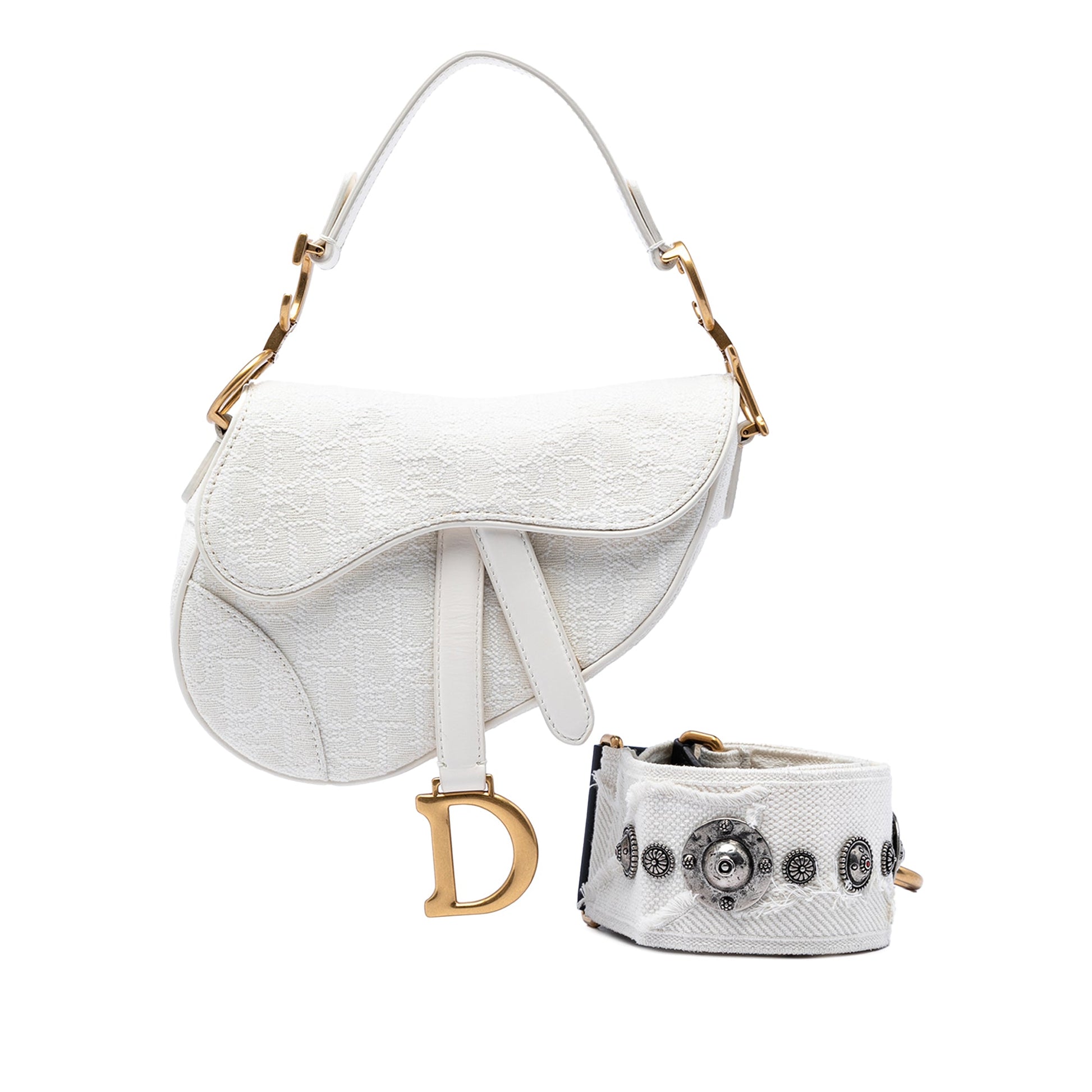 Dior Mini Oblique Embroidered Canvas Saddle Bag