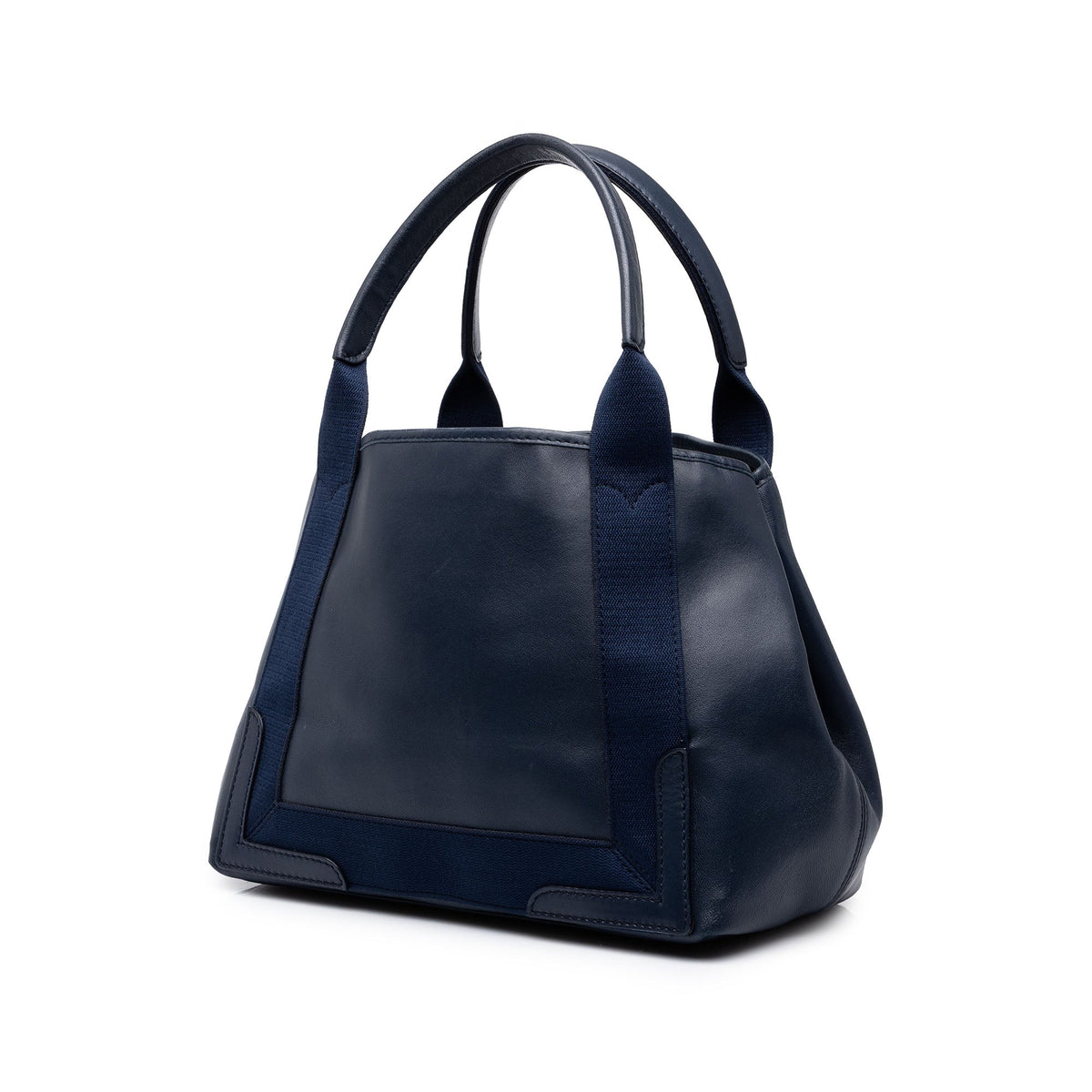 Balenciaga Calfskin Perforated Navy Cabas Tote S — Blue