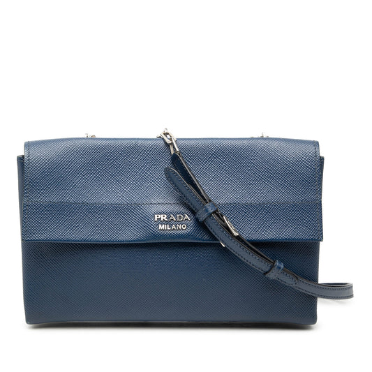 Prada Saffiano Leather Double Turnlock Crossbody