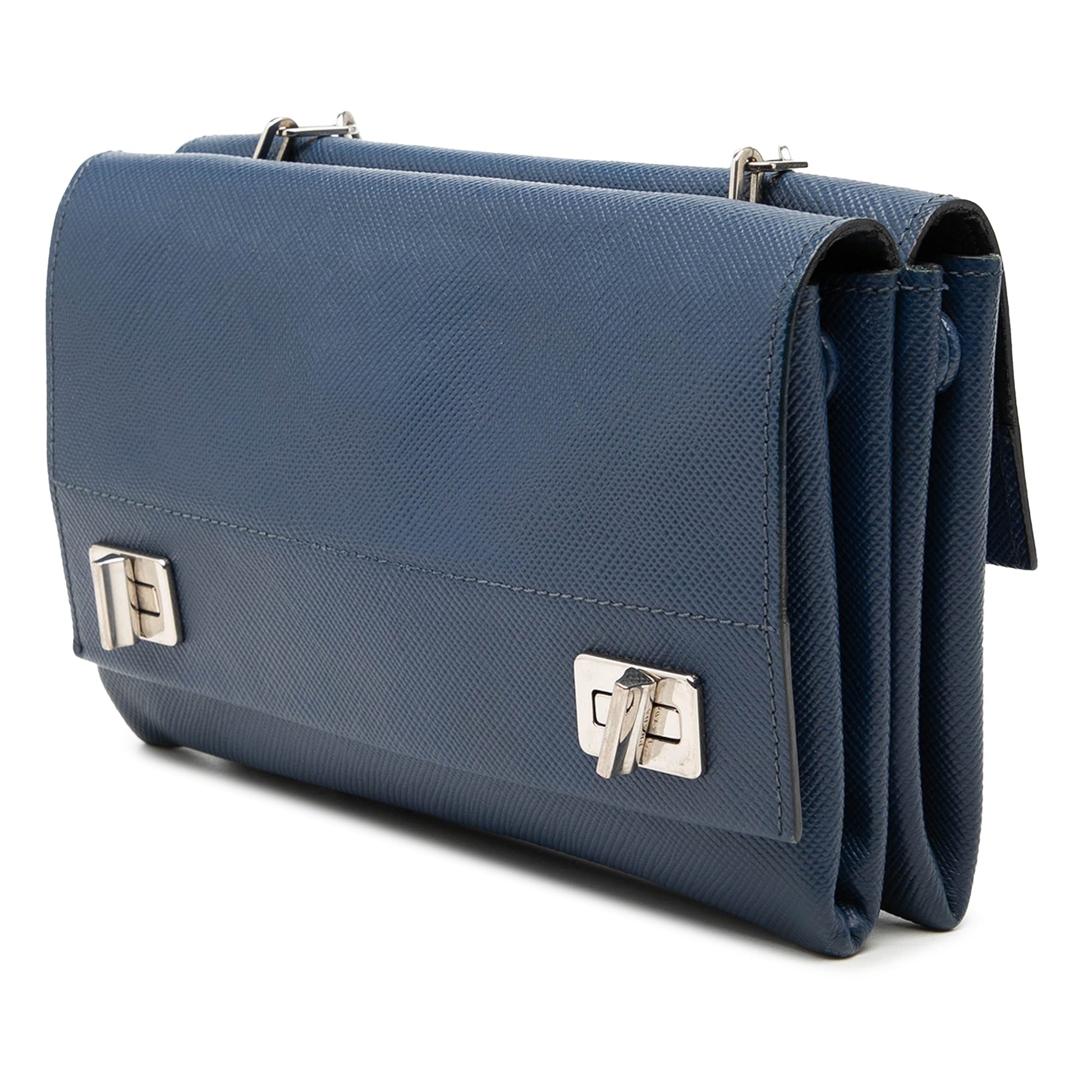 Prada Saffiano Leather Double Turnlock Crossbody