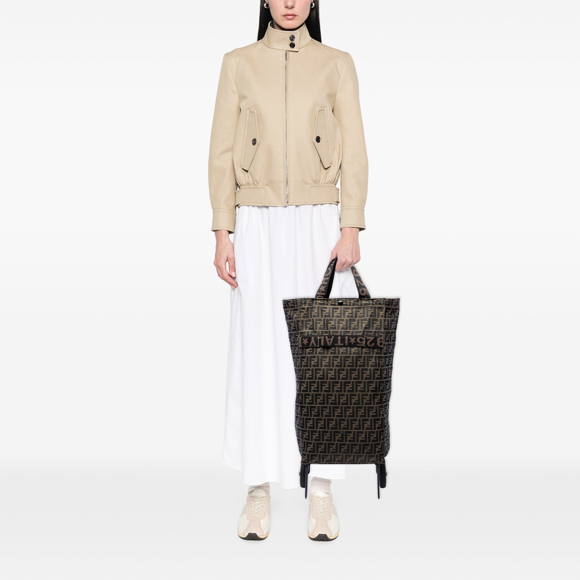 Fendi Zucca Canvas Foldable Jolly Trailer Rolling Cart