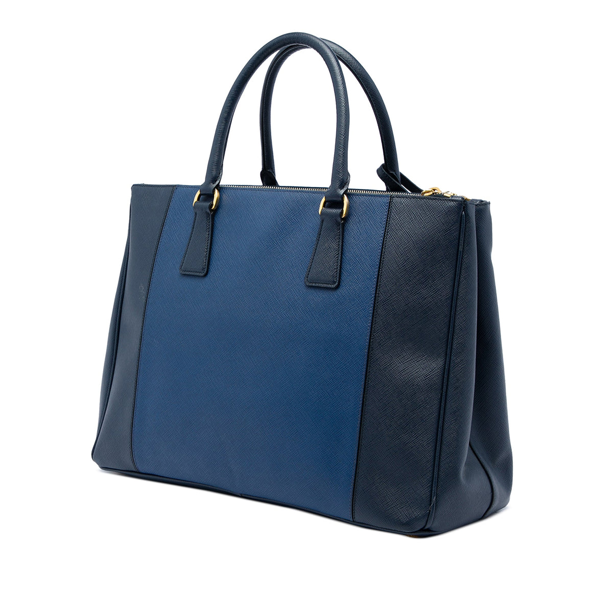 Prada Medium Bicolor Saffiano Lux Galleria Double Zip Satchel — Blue