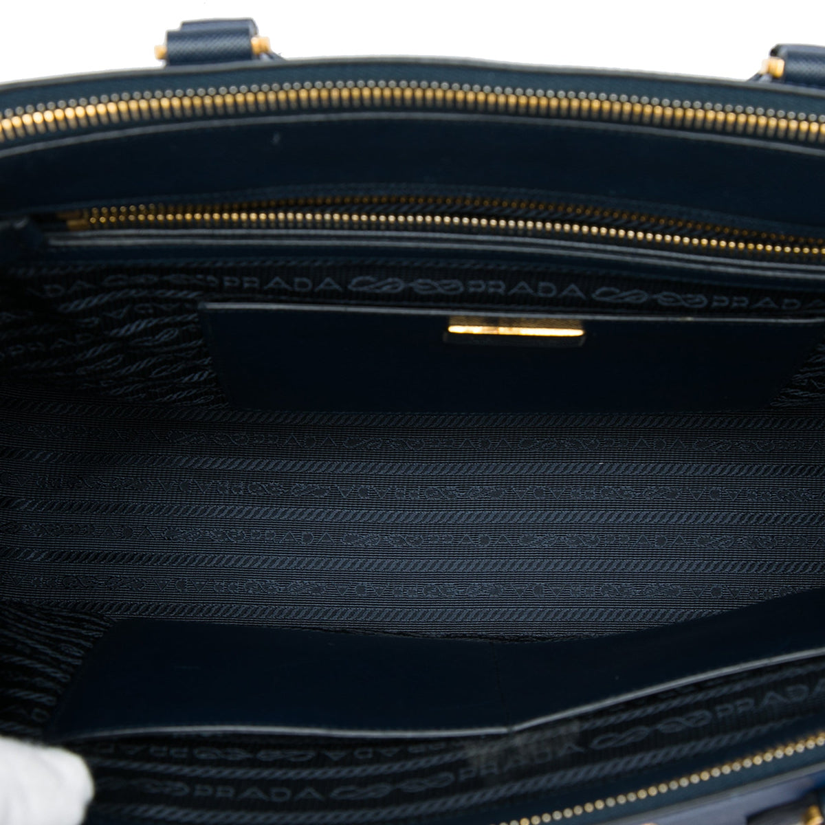 Prada Medium Bicolor Saffiano Lux Galleria Double Zip Satchel — Blue