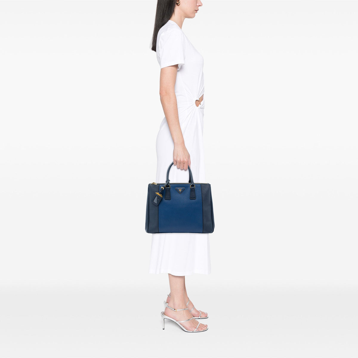 Prada Medium Bicolor Saffiano Lux Galleria Double Zip Satchel — Blue