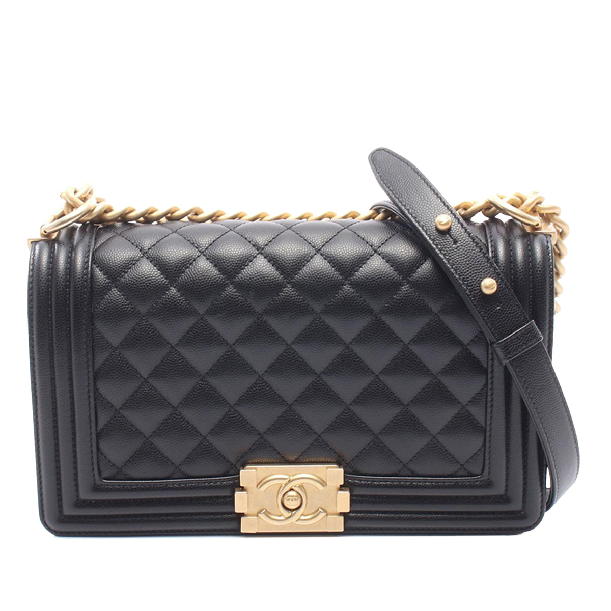 Chanel Old Medium Quilted Caviar Boy Flap
