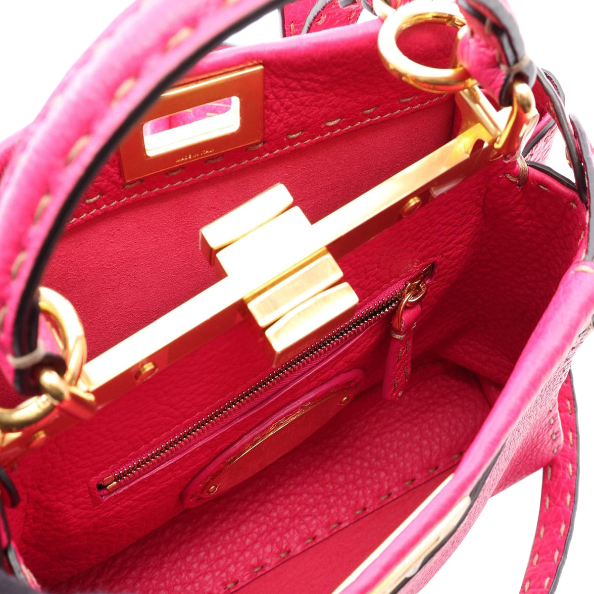 Fendi Mini Leather Selleria Peekaboo Iconic Satchel