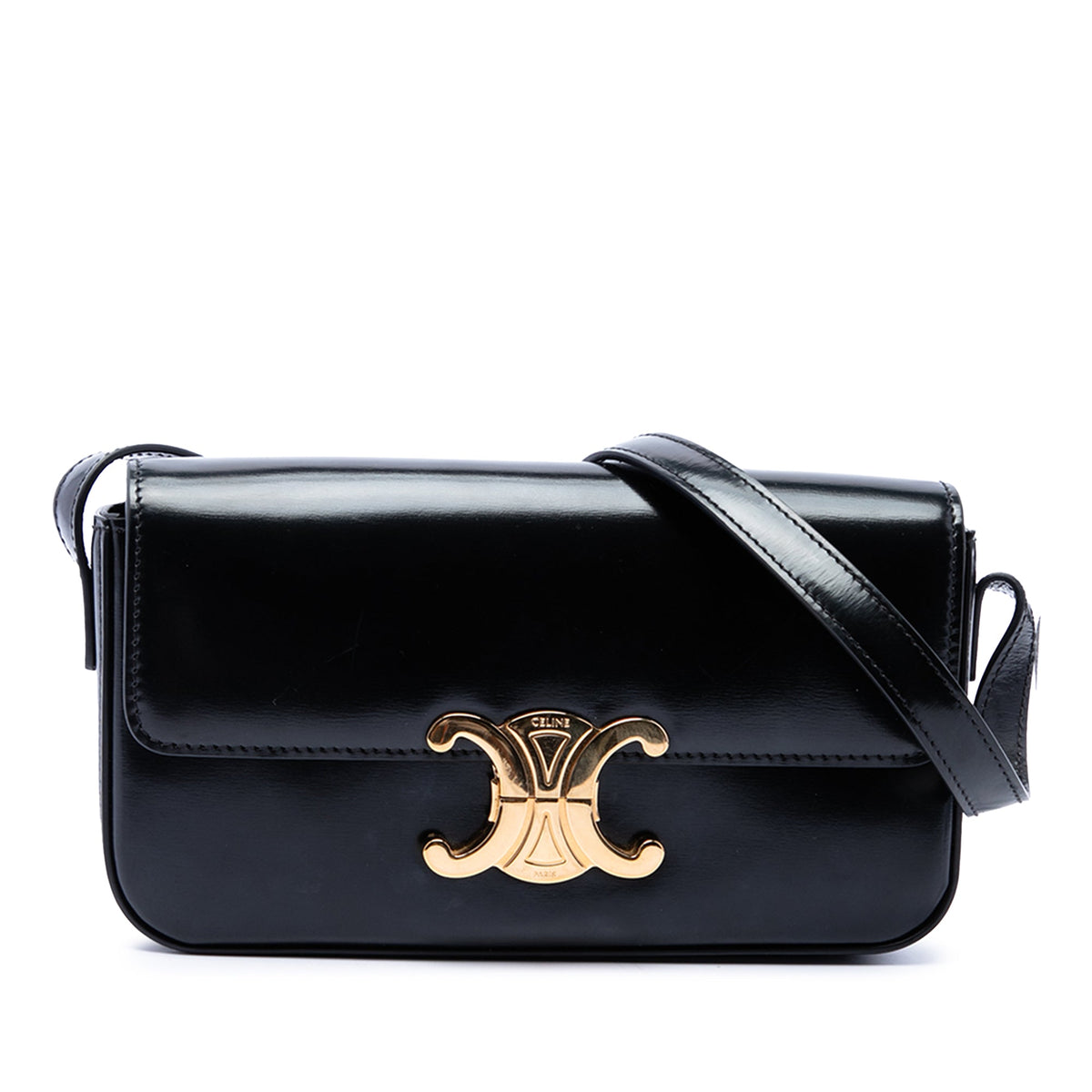 Celine Shiny Calfskin Triomphe Claude Shoulder Bag