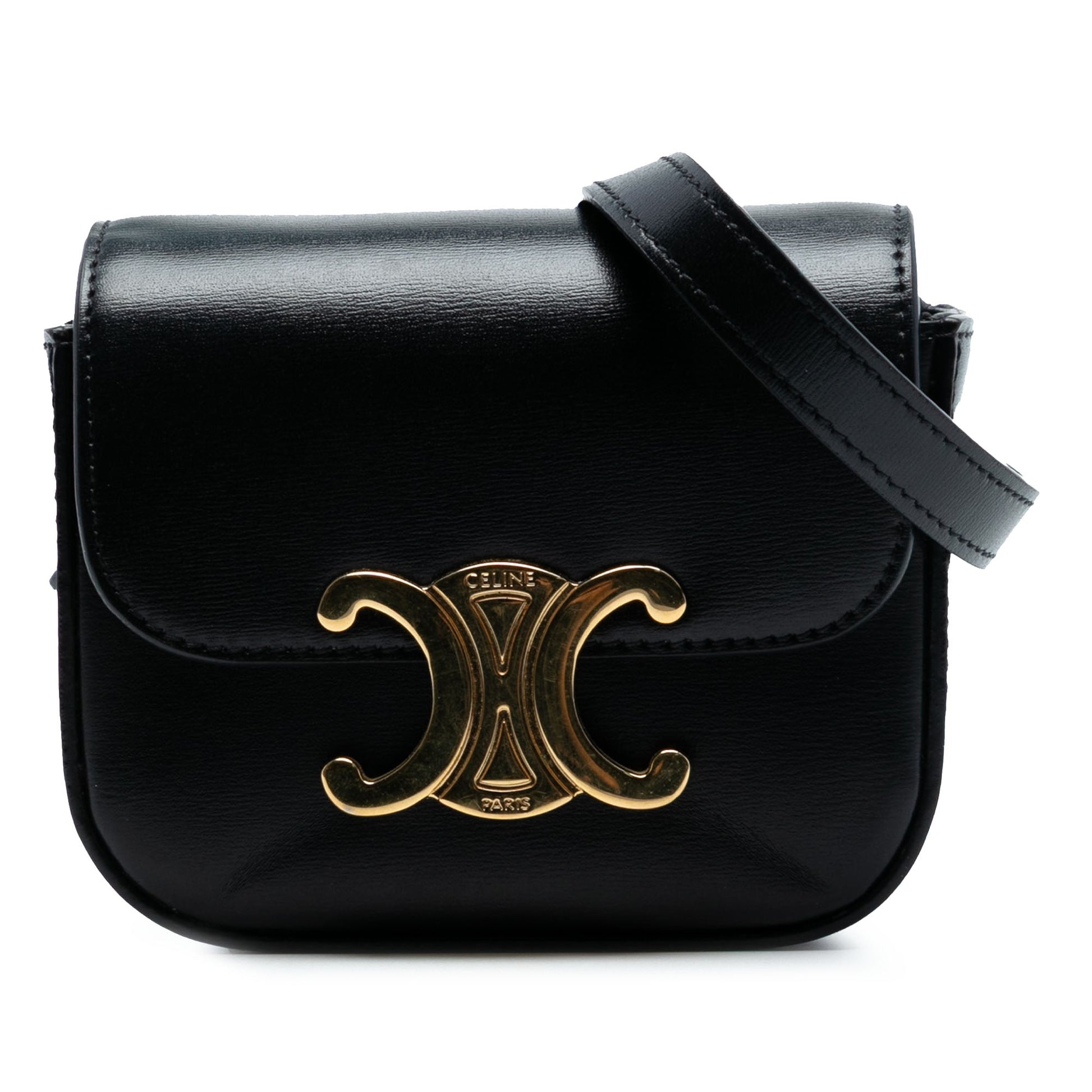 Celine Mini Shiny Calfskin Triomphe Crossbody