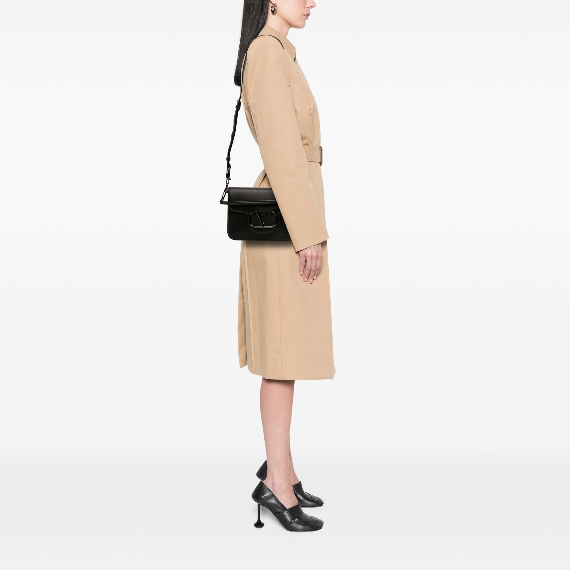 Valentino Calfskin Logo Flap Satchel