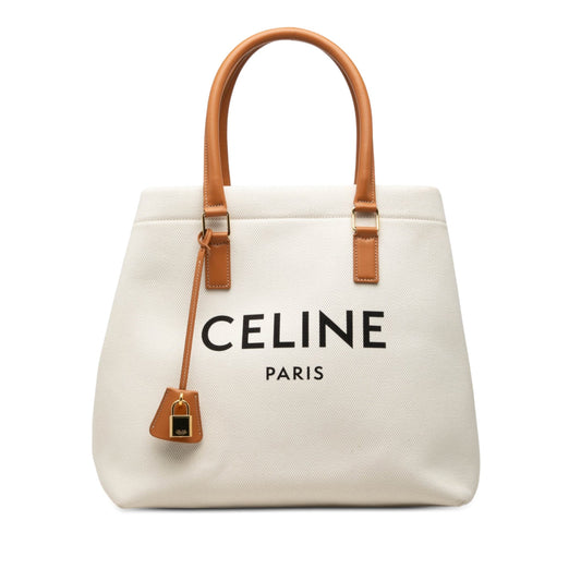 Celine Small Canvas Logo Print Horizontal Cabas Tote