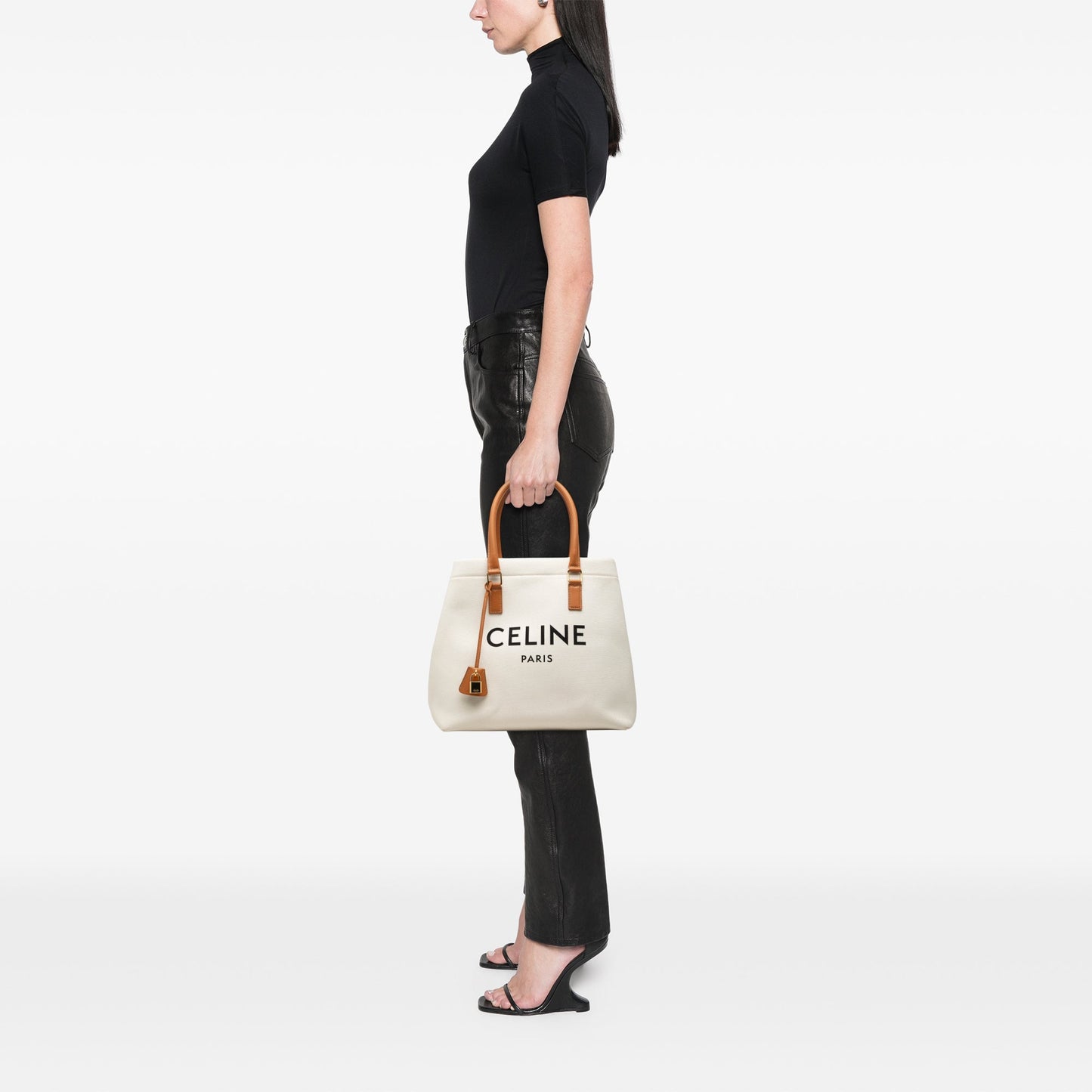 Celine Small Canvas Logo Print Horizontal Cabas Tote