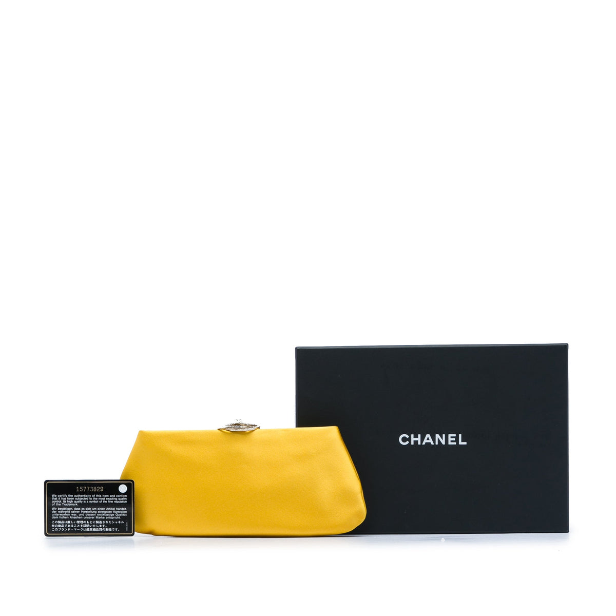 Chanel Satin Crystal Camellia Evening Frame Clutch