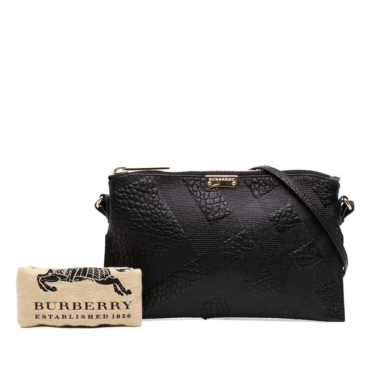 Burberry Small Grain Check Embossed Leather Chichester Crossbody