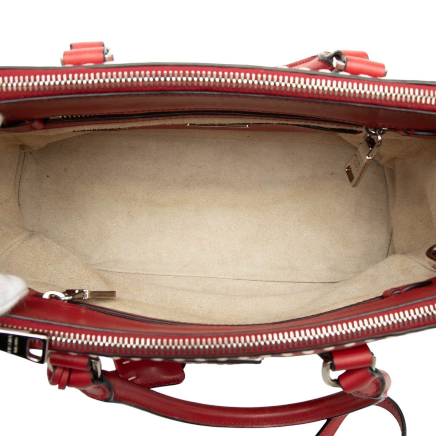 Prada Small City Calf Hand Stitched Galleria Double Zip Satchel