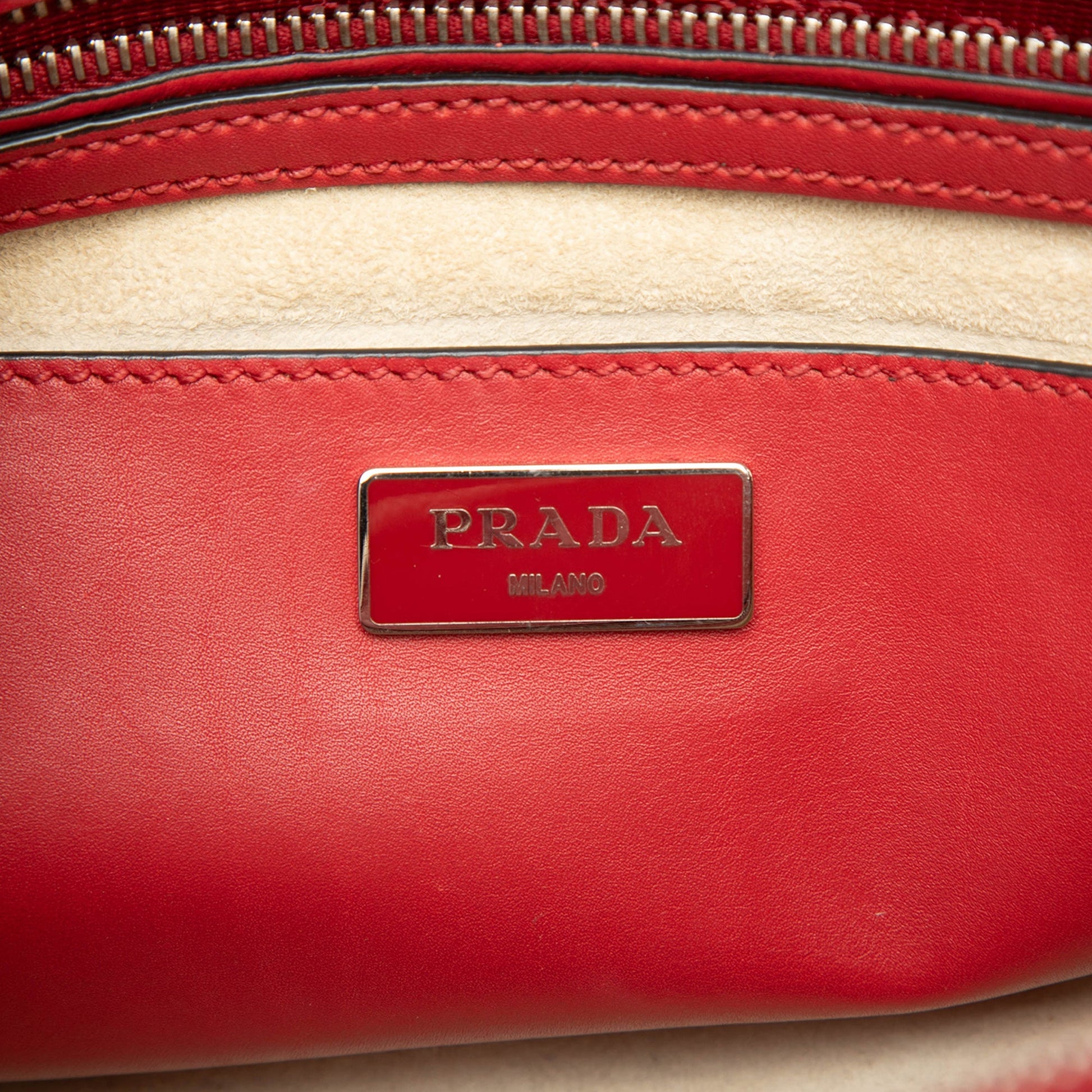 Prada Small City Calf Hand Stitched Galleria Double Zip Satchel
