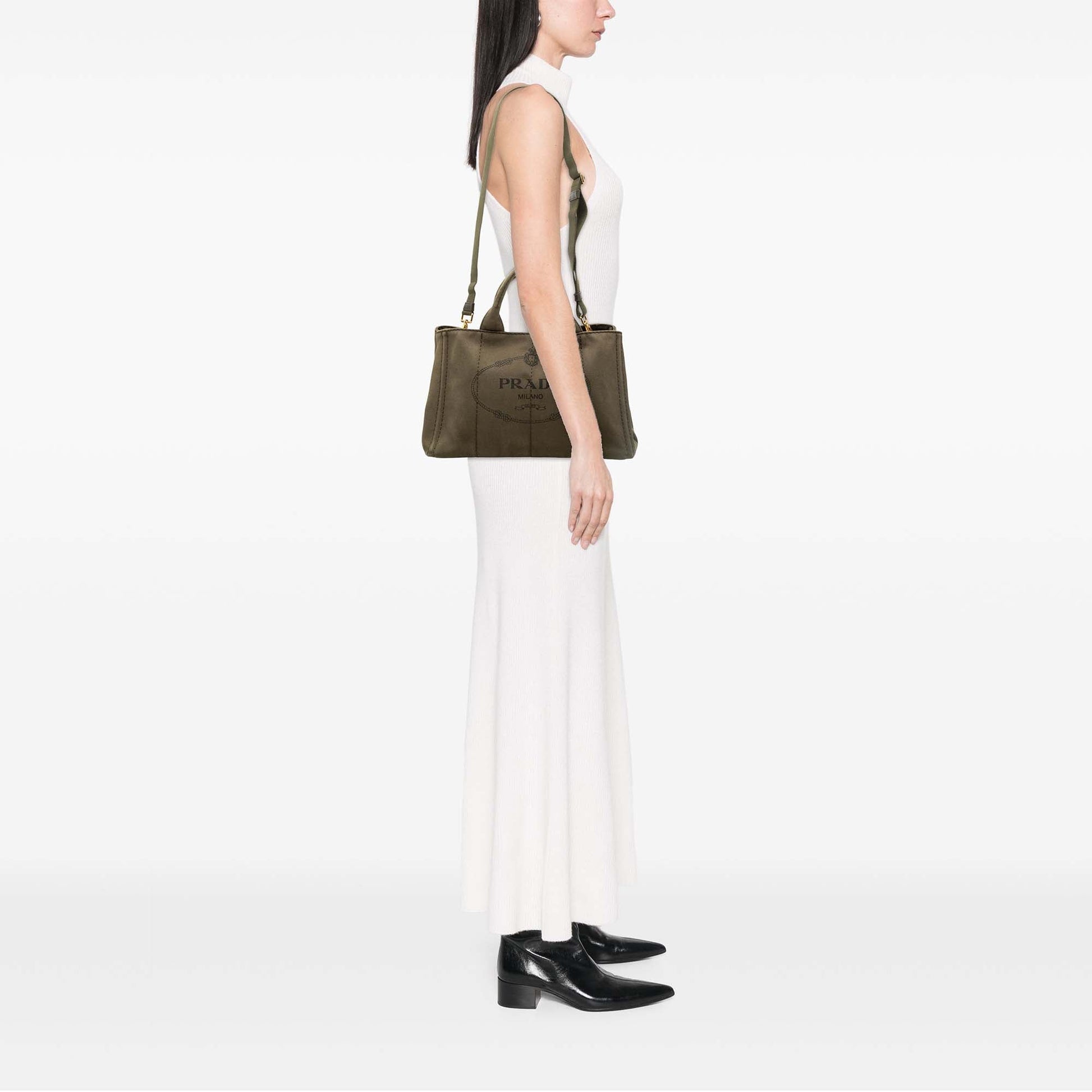 Prada Canvas Canapa Logo Satchel