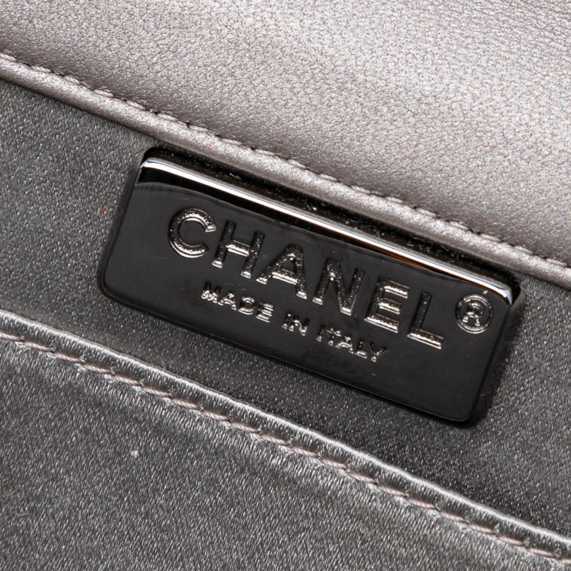 Chanel Small Lambskin Chocolate Bar CC Piercing Studded Chain Flap