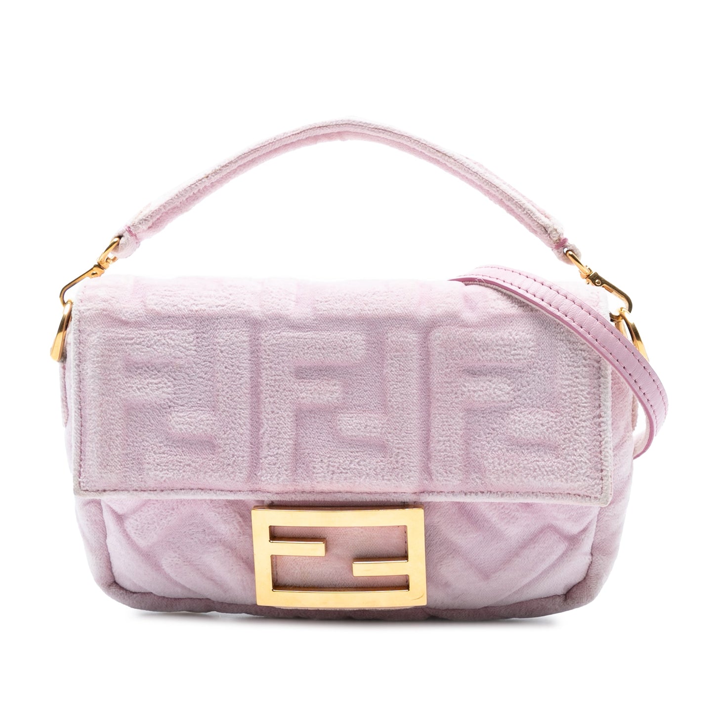 Fendi Mini Zucca Embossed Velvet Baguette Satchel