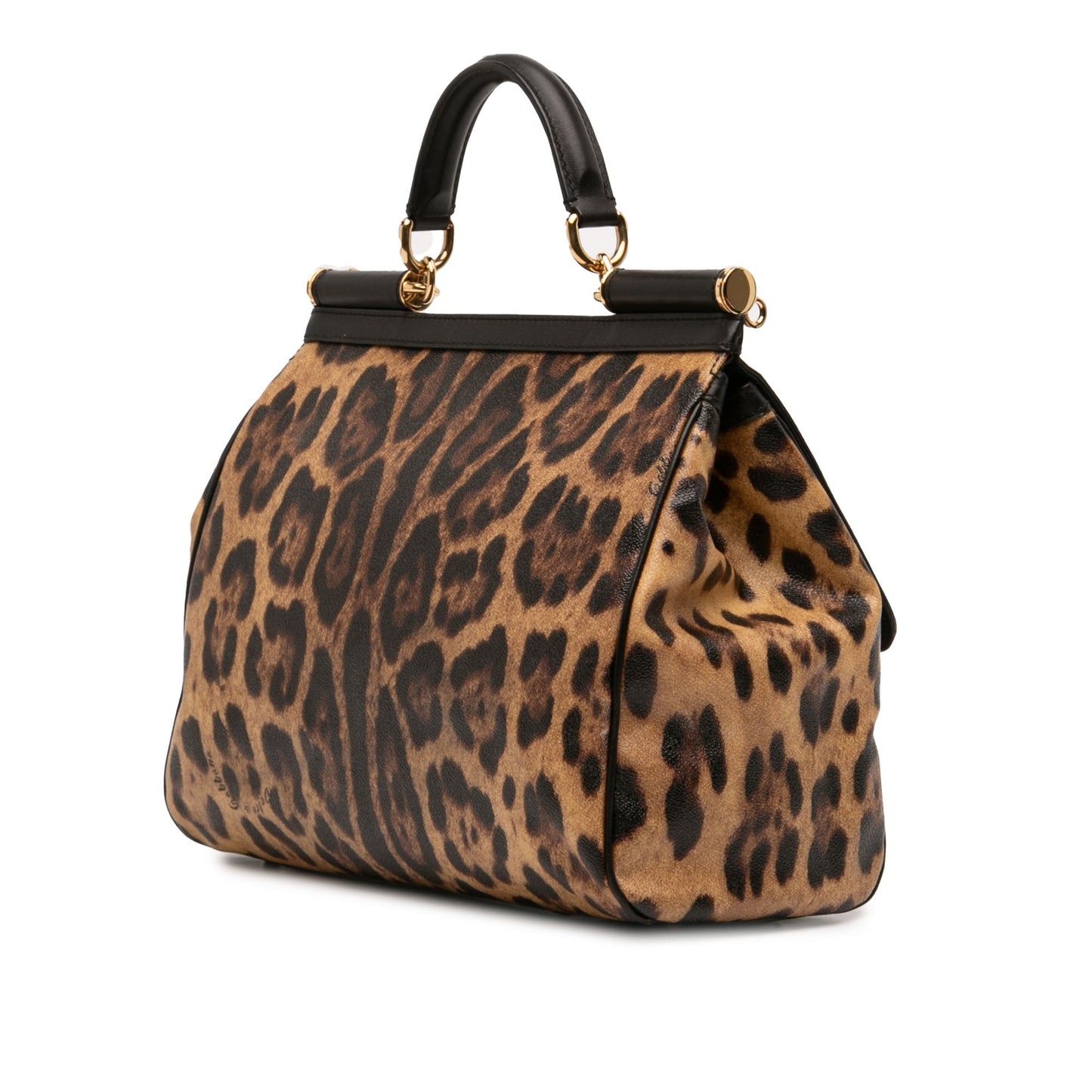 Dolce & Gabbana Large Leopard Print Calfskin Miss Sicily Satchel