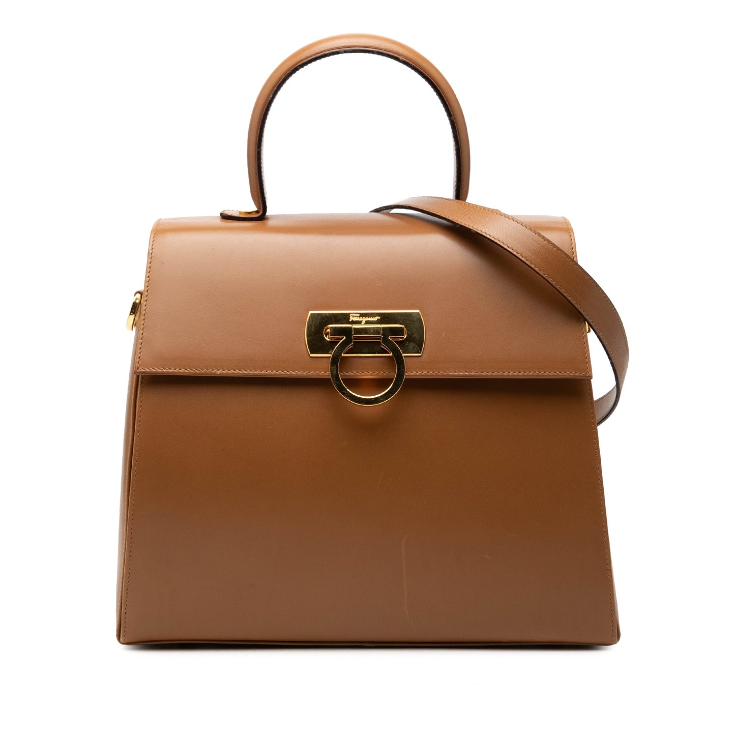 Ferragamo Small Leather Gancini Iconic Top Handle Bag