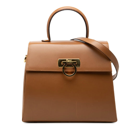 Ferragamo Small Leather Gancini Iconic Top Handle Bag