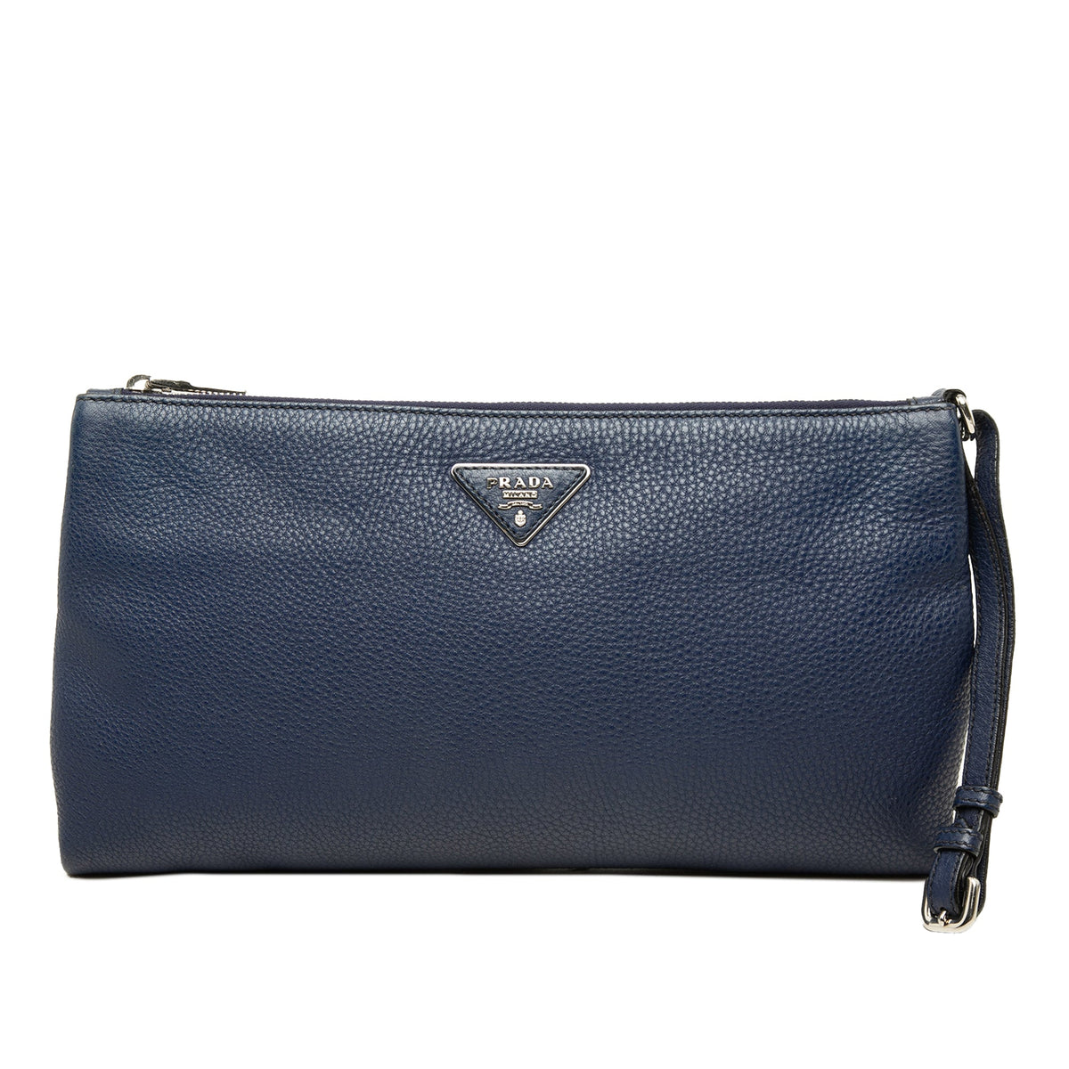 Prada Vitello Daino Clutch — Blue