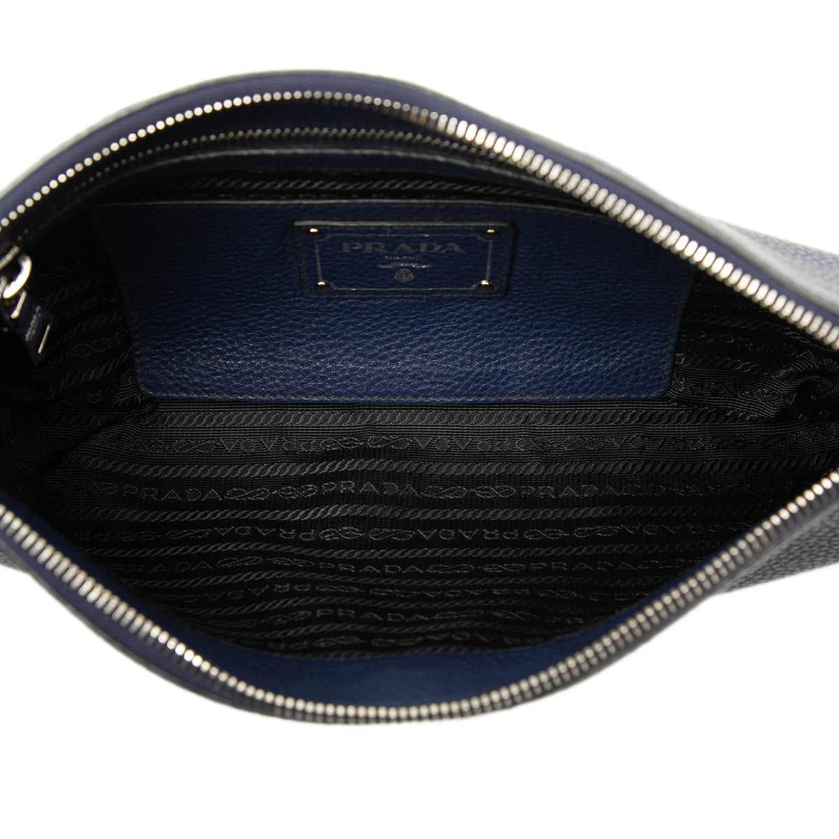 Prada Vitello Daino Clutch — Blue