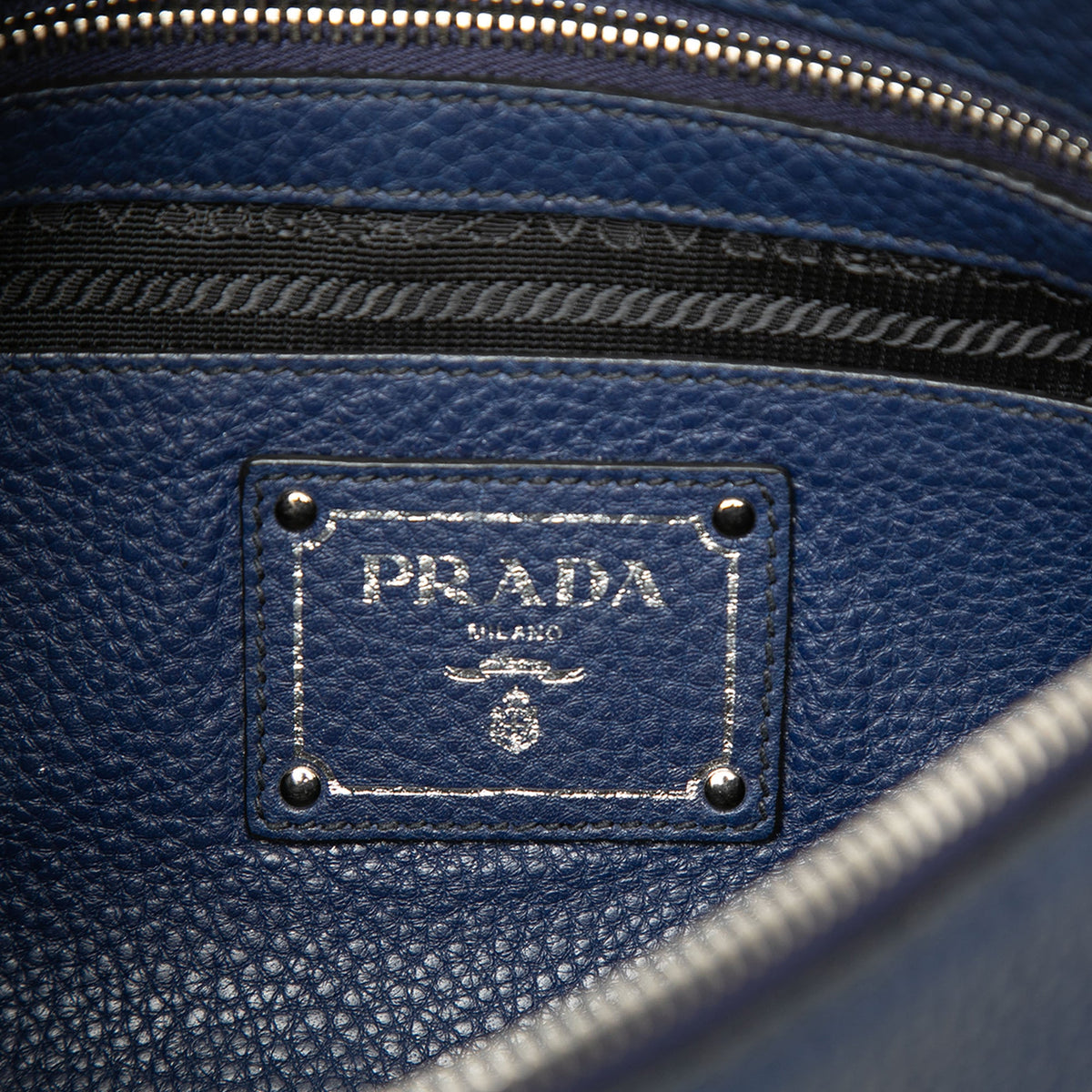 Prada Vitello Daino Clutch — Blue