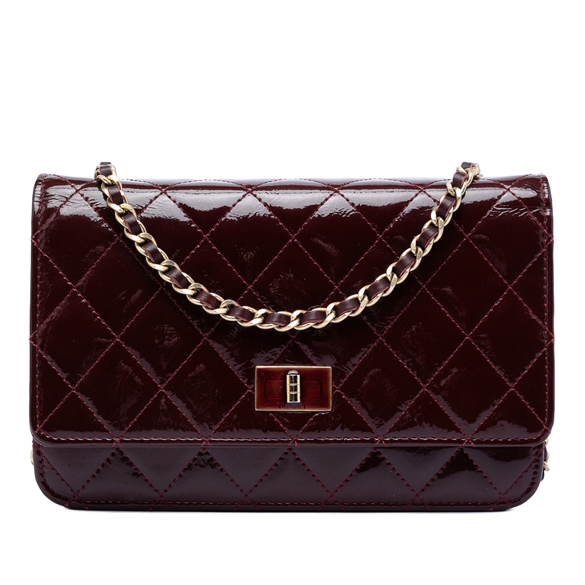Chanel Quilted Patent Reissue 2.55 Wallet On Chain