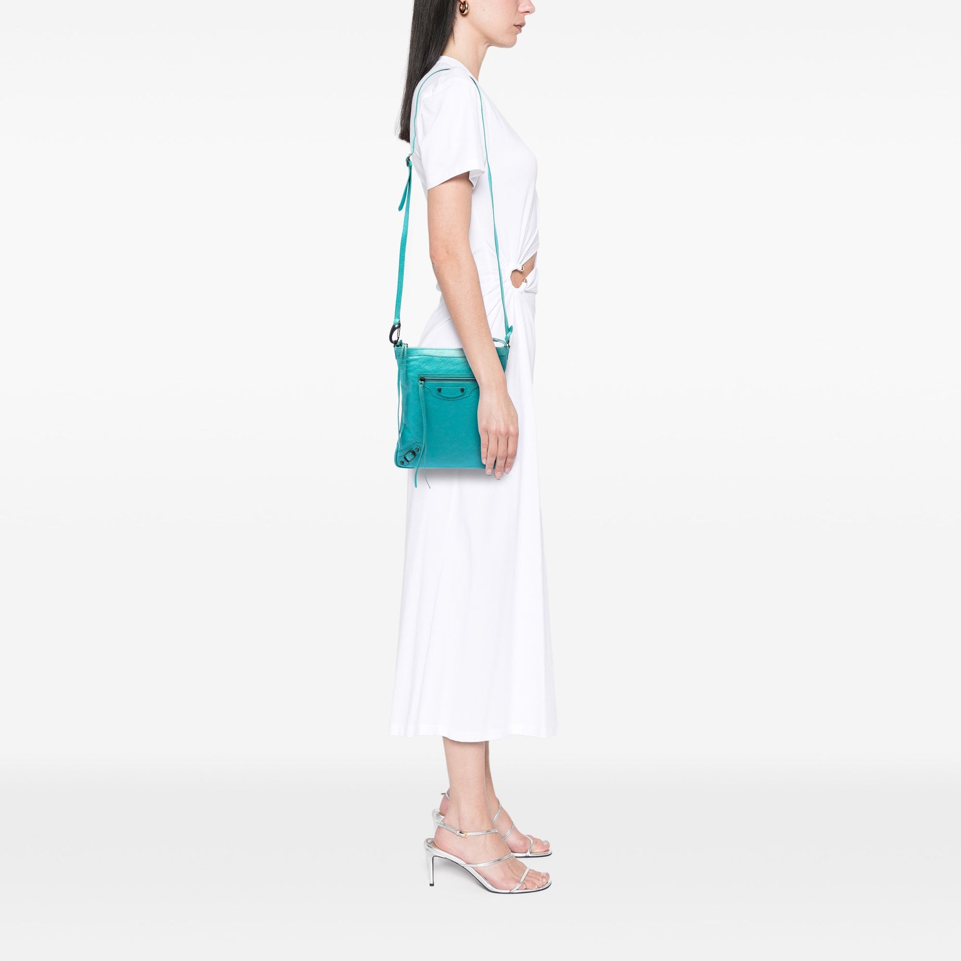 Balenciaga Lambskin Motocross Classic Flat Crossbody