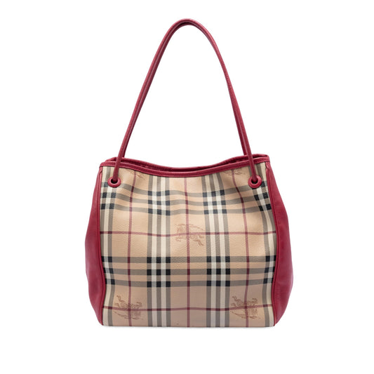 Burberry Small Haymarket Check Coated Canvas and Leather Canterbury Tote