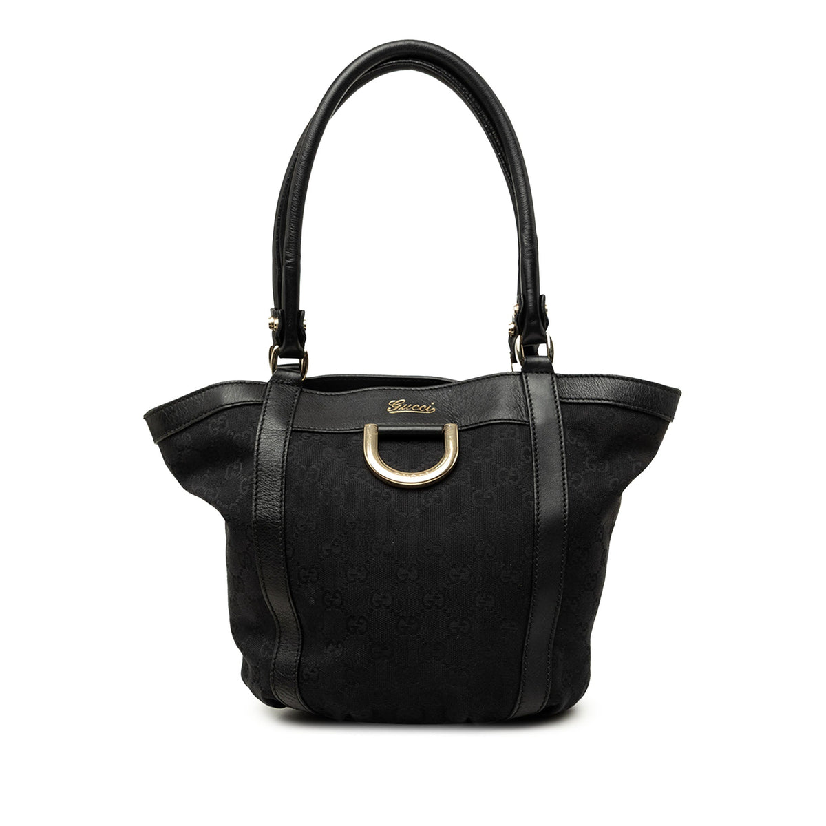 Gucci GG Canvas Abbey D Ring Handbag — Black