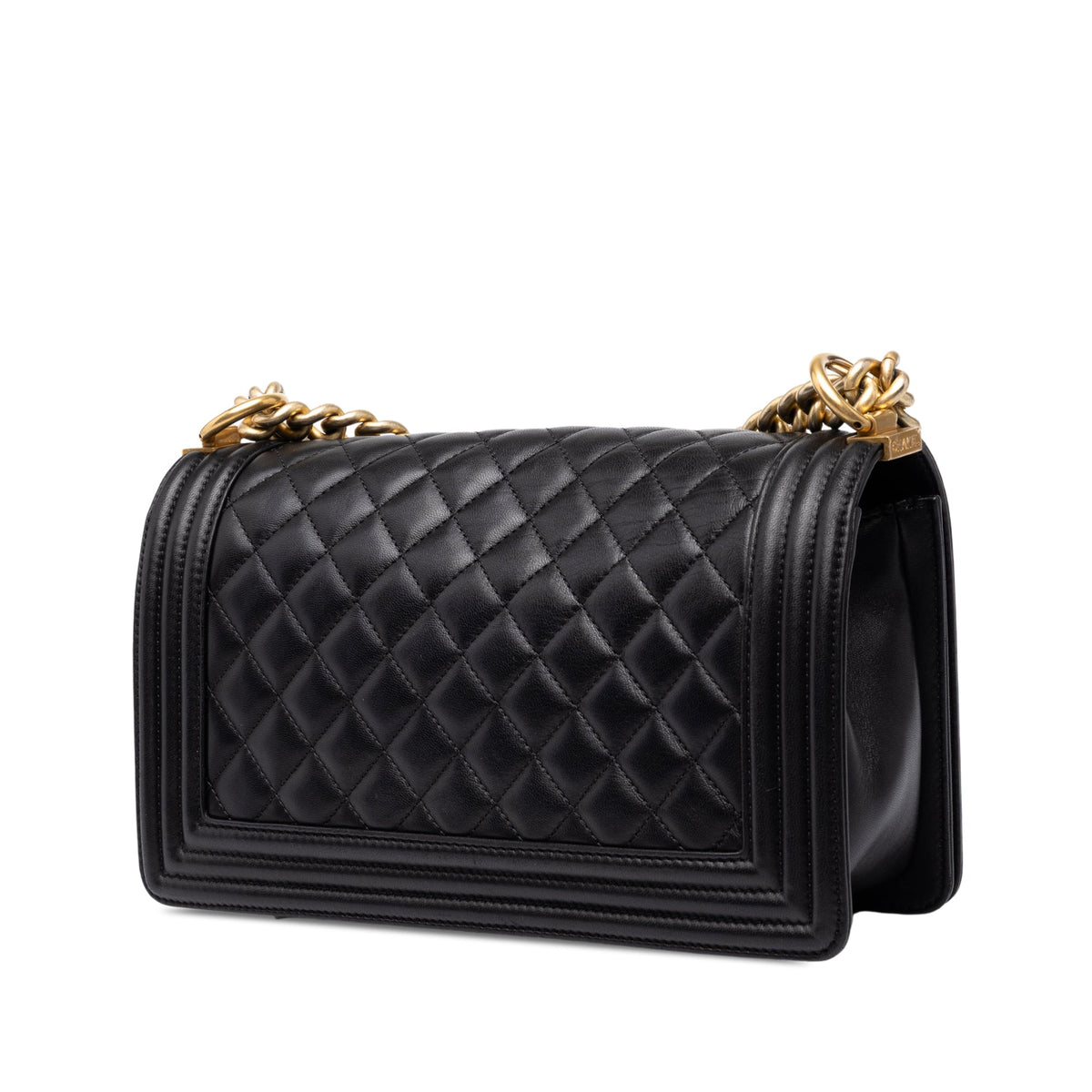 Chanel Old Medium Quilted Lambskin Boy Flap — Black