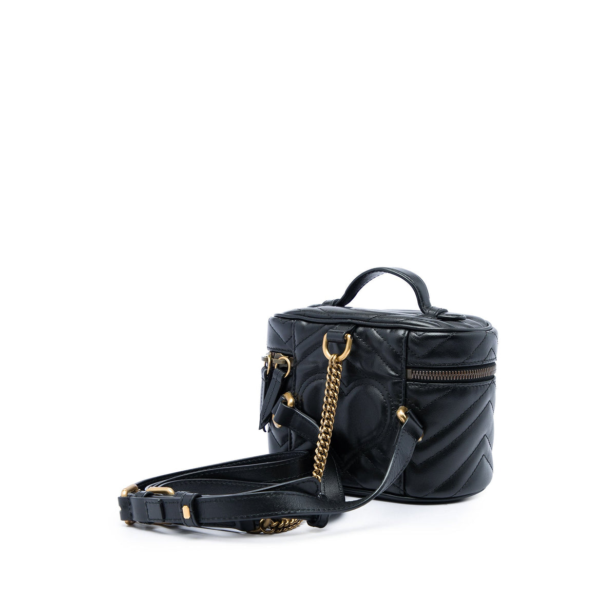 Gucci Mini GG Marmont Matelasse Calfskin Round Backpack — Black